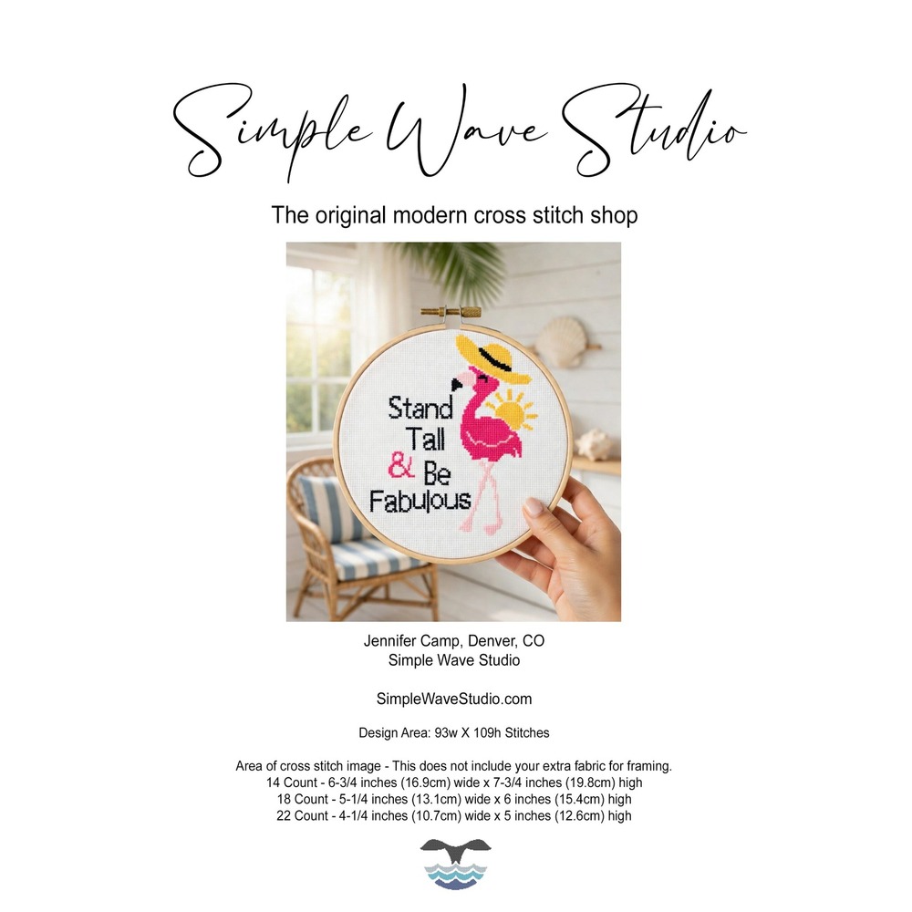 Pink Flamingo – "Stand and be Fabulous" Quote Counted‎ Cross Stitch Kit